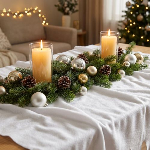 Itens Manta de neve toalha de mesa decorativa branca de inverno 100×270cm