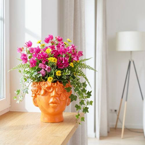 Cabeça de planta Busto Vaso de planta Laranja 13,5×13×14cm | Floristik24.pt