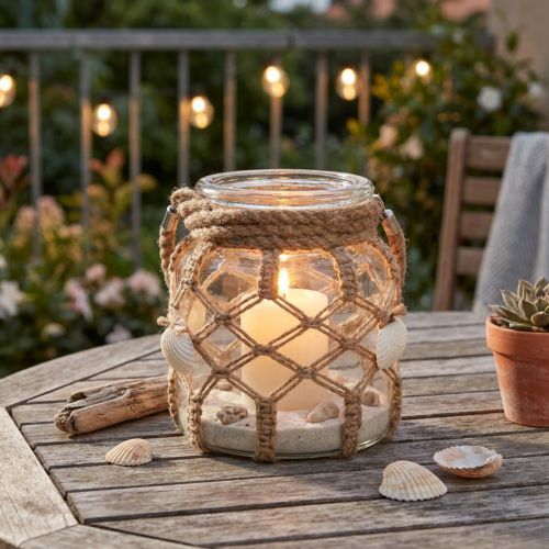 Conchas decorativas de macramê de vidro decoração de mesa decoração suspensa Ø14cm | Floristik24.pt