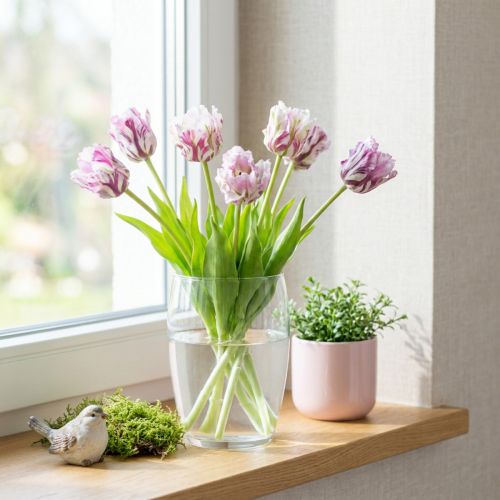 Tulipas artificiais tulipas papagaio buquê roxo com 5 flores 40cm | Floristik24.pt