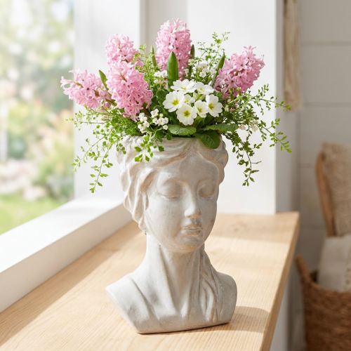 Vaso de plantas busto feminino vintage plantador pedra fundida H20cm | Floristik24.pt