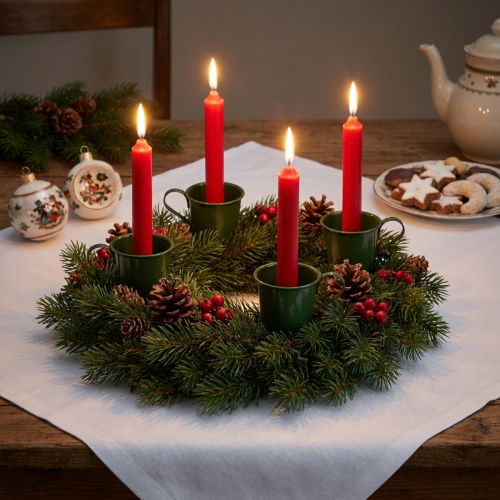 Porta-velas cônico porta-velas verde escuro H6cm 6 peças | Floristik24.pt