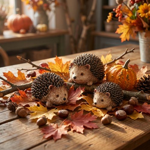Itens Mini figuras de decoração de ouriço outono pintadas à mão 4×2,5×2cm 6 peças