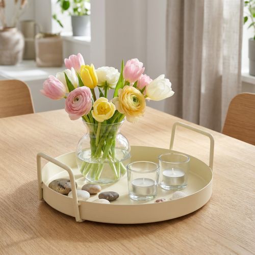 Itens Bandeja redonda para sala de jantar, sala de estar e decoração, 22 cm
