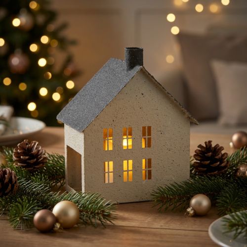 Luminária de metal decorativa em formato de casa, 16 cm | Floristik24.pt