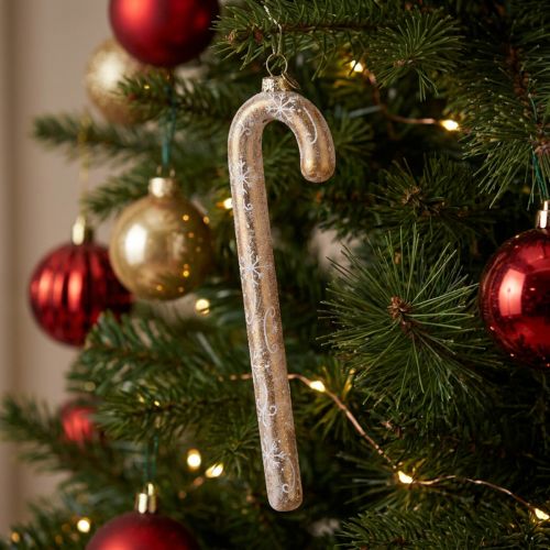 Itens Enfeite de vidro em forma de bengala doce, decoração natalina nostálgica, 22 cm
