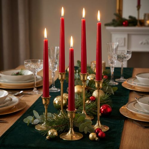 Velas cônicas 250/23 rubi (12 unidades) | Floristik24.pt