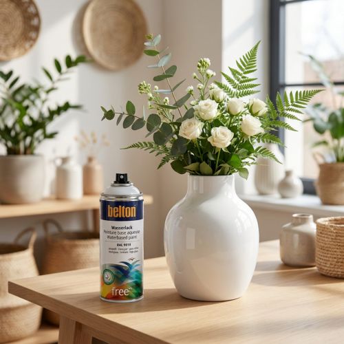 Belton livre tinta à base de água branco spray de alto brilho branco puro 400ml | Floristik24.pt