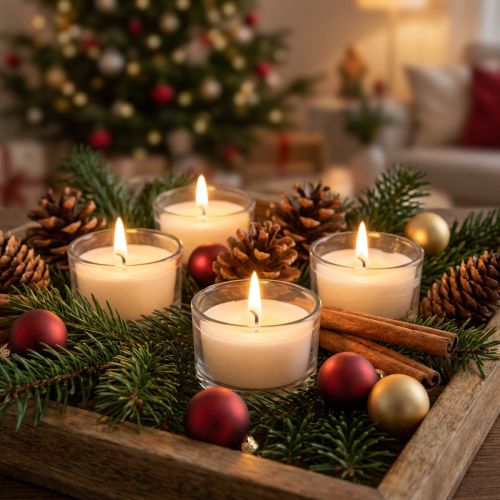 Luzes de chá com aroma de canela, vela de Natal, luz de chá perfumada, decoração de velas Ø25cm Alt.40cm branco 18 unid. | Floristik24.pt
