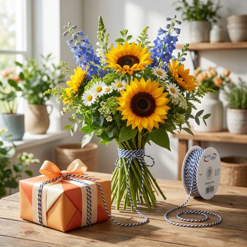 Itens Fita/cordão listrado para decoração criativa de presentes, 3 mm de espessura, 20 m de comprimento.