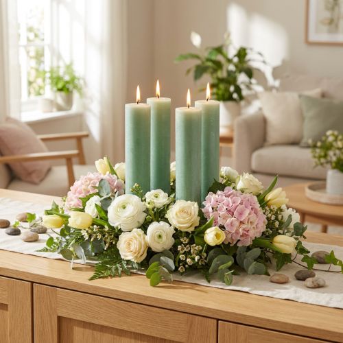 Velas verdes velas grandes em bastão cor sólida 50x300mm 4 un | Floristik24.pt