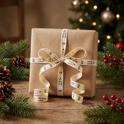 Itens Fita de presente sustentável de Natal "Ho Ho Ho" 10mm 100m
