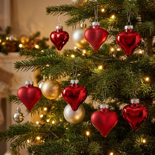 Decorações para árvores de Natal corações vermelhos 3 cm 22 unidades | Floristik24.pt