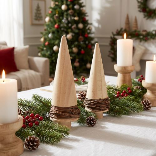 Árvore de natal madeira decoração de mesa natural Natal Alt.18cm 2 unidades | Floristik24.pt