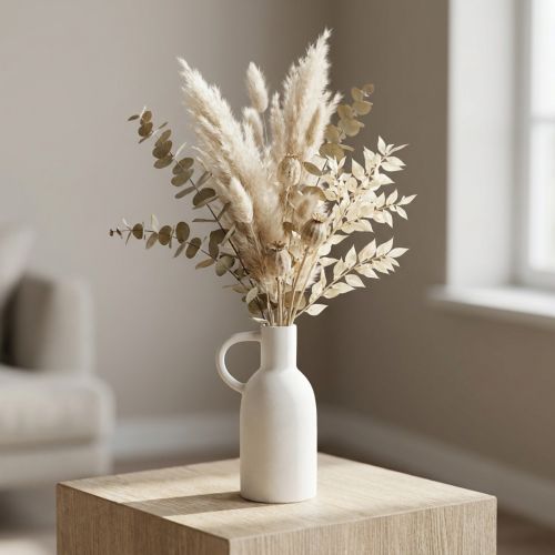 Vaso de cerâmica branco para decoração a seco vaso com alça Ø9cm H21cm | Floristik24.pt