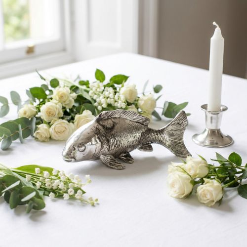 Peixe Deco prateado antigo 14cm | Floristik24.pt