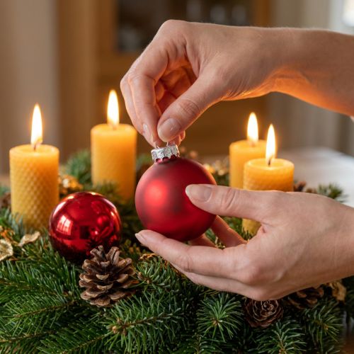 Bola de Natal Ø4cm vermelho brilhante/mate 24 un | Floristik24.pt
