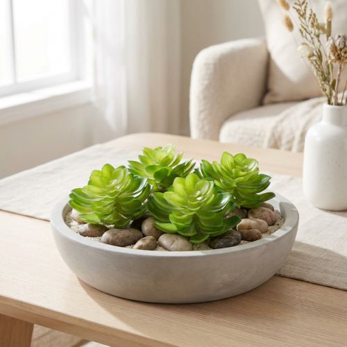 Planta suculenta artificial, verde, para decoração em vaso ou tigela, 10 cm, 4 peças | Floristik24.pt