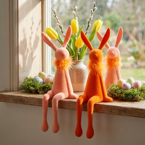 Itens Coelhinhos da Páscoa para prateleira, decorativos para sala de estar, decoração de Páscoa, para sentar, 36 cm, 2 peças