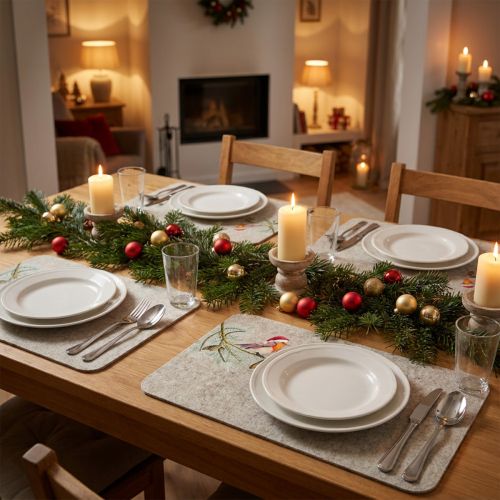 Tapete de feltro para mesa Robin cinza feltro 40×30cm 4 peças | Floristik24.pt