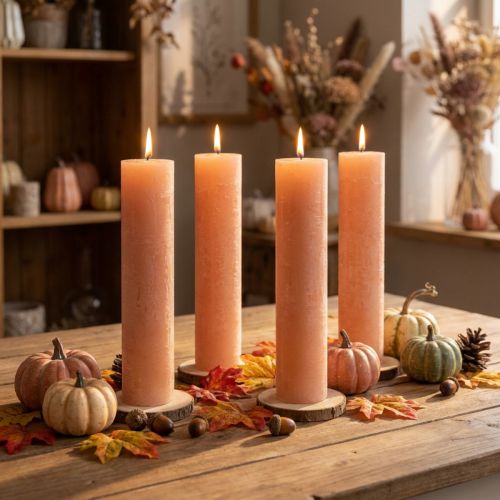 Itens Velas em bastão velas de cera laranja pêssego 50x300mm 4 un