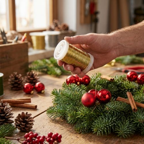 Fio de murta, dourado, 0,30 mm, 100 g, para decoração e artesanato. | Floristik24.pt