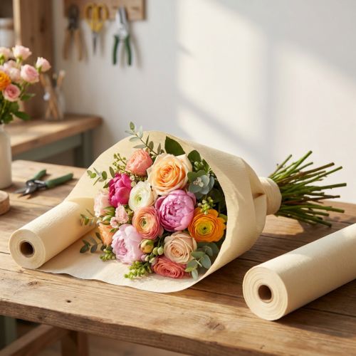 Flor crepe champanhe creme L10cm C250cm 2 unidades | Floristik24.pt