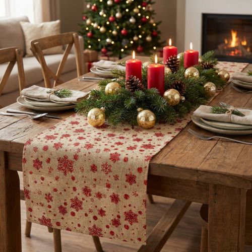 Itens Corredor de mesa Corredor de mesa de Natal flocos de neve 48×450cm