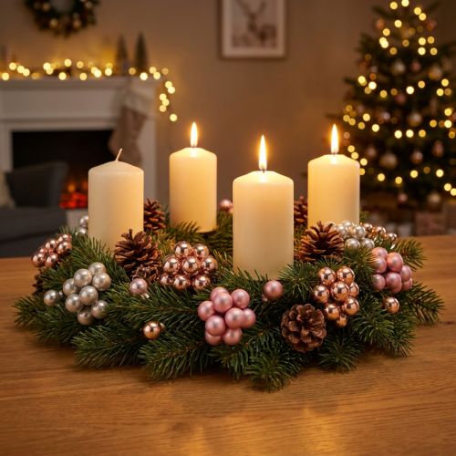 Mini bolas de Natal vidro espelho bagas rosa creme Ø20mm 140 peças | Floristik24.pt
