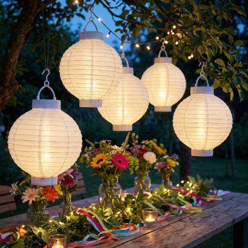 Lanterna LED com energia solar 20cm branca | Floristik24.pt