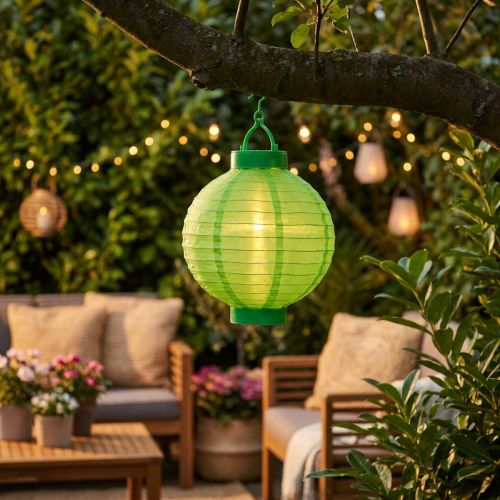 Lampion LED com solar 20cm verde | Floristik24.pt