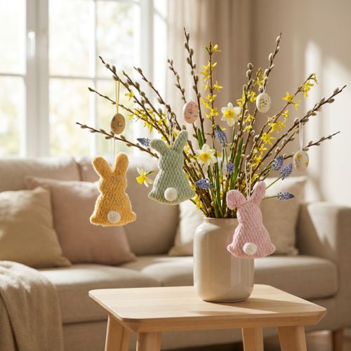 Itens Coelhinho da Páscoa para pendurar, uma linda decoração de primavera para ambientes internos, 13 cm, 3 peças