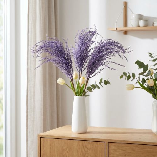 Plantas artificiais grama seca roxa flocada artificialmente 62cm 3 unidades | Floristik24.pt