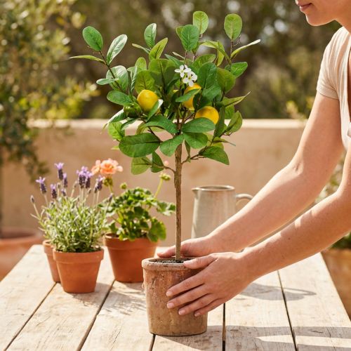 Limoeiro artificial, vaso de 58 cm, árvore decorativa, estilo mediterrâneo | Floristik24.pt