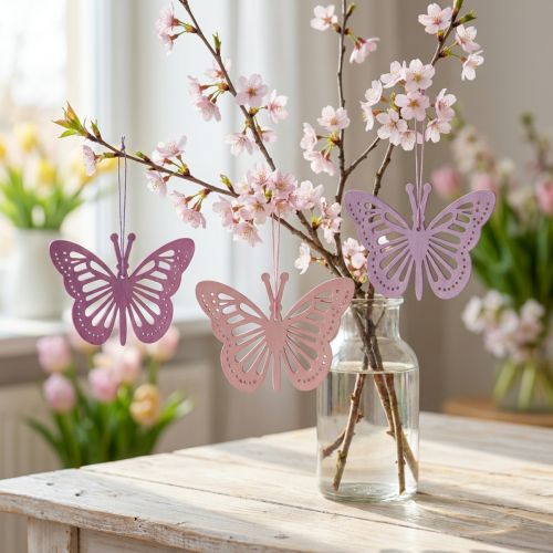Cabide decorativo de borboletas decorativas roxo/rosa/rosa 12cm 12uds | Floristik24.pt