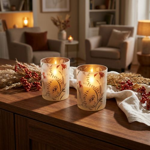 Itens Elegante castiçal com motivo floral para uma decoração harmoniosa do ambiente, 12,5 cm, 2 peças.