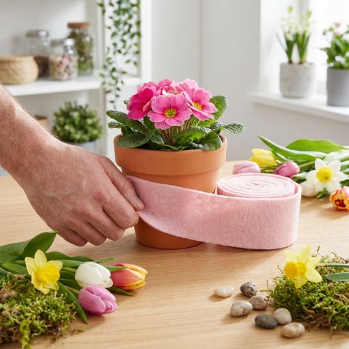 Fita de feltro fita de vaso rosa fita de lã feltro de lã L15cm C5m | Floristik24.pt