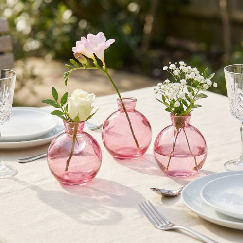 Vasos de vidro bulbosos rosa retro mini vasos Ø7,5cm H9cm 6 peças | Floristik24.pt