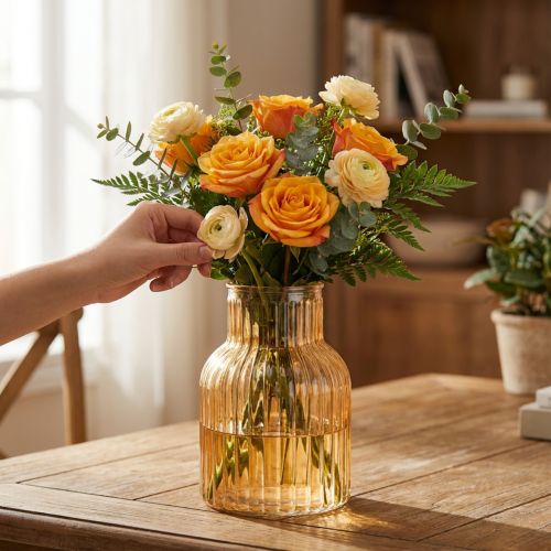 Vaso de vidro laranja para