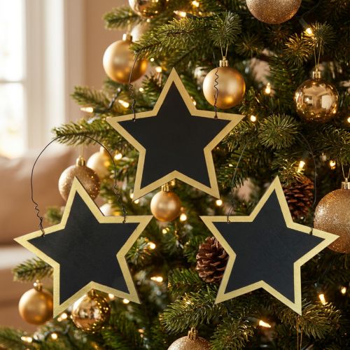 Cabides decorativos de estrelas de madeira ouro preto Natal Ø15cm 8 un | Floristik24.pt