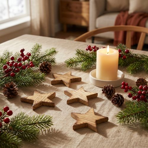 Decoração dispersa estrelas de Natal estrelas de madeira flamejadas 5,5 cm 12 unidades | Floristik24.pt
