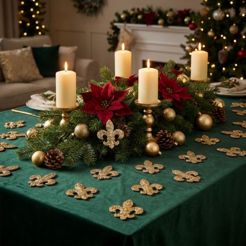 Decoração dispersa decoração de mesa de madeira lírio de natal dourado 4cm 72 unidades | Floristik24.pt
