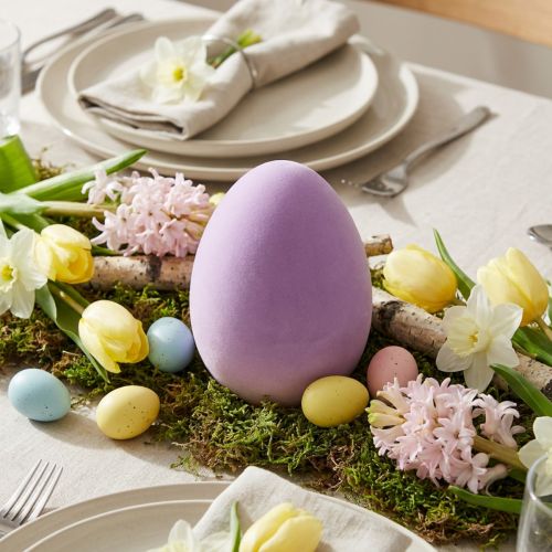 Decoração de ovo de Páscoa – 2ª opção – plástico roxo flocado 20cm | Floristik24.pt