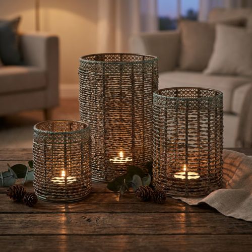 Castiçais de metal para velas pequenas, Ø8/10/13cm, conjunto de 3 | Floristik24.pt