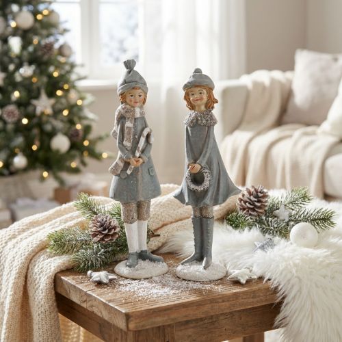 Figuras Deco figuras infantis de inverno meninas Alt 19cm 2uds | Floristik24.pt