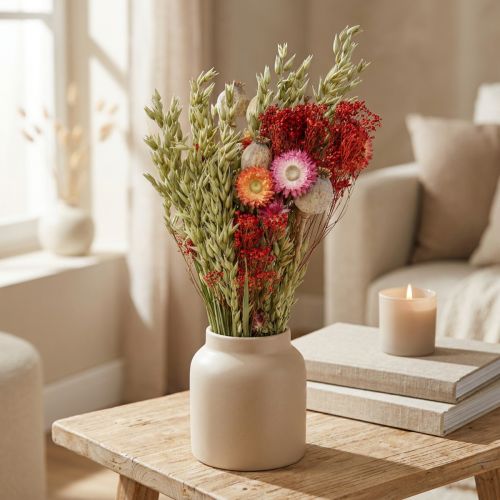 Ramo de flores secas Ramo de flores do prado Vermelho A50cm 150g | Floristik24.pt