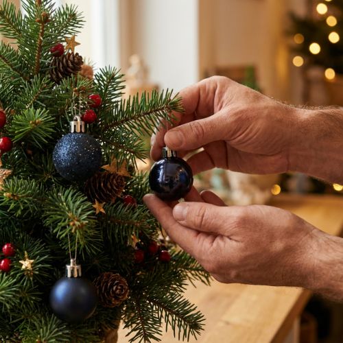 Mini enfeites de Natal, azuis, inquebráveis, sortidos, Ø3cm, 14 peças | Floristik24.pt