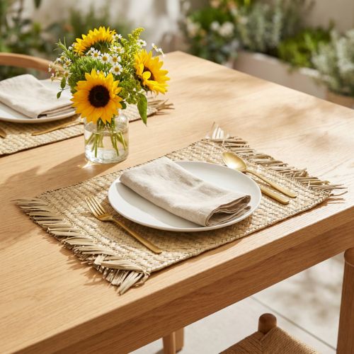 Placemat erva marinha decoração de mesa retangular natureza jacinto de água 33 × 48cm | Floristik24.pt