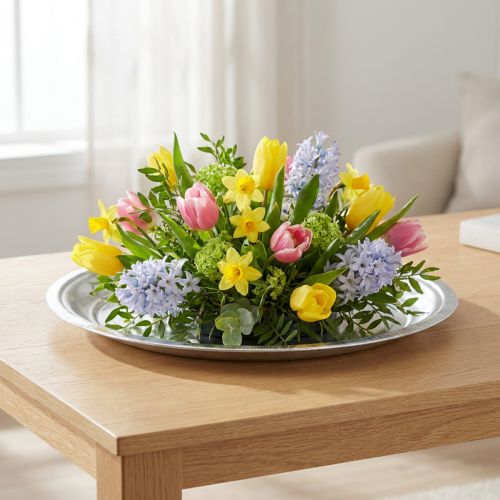 Placa decorativa metal prata brilhante Ø36cm Alt.3cm | Floristik24.pt