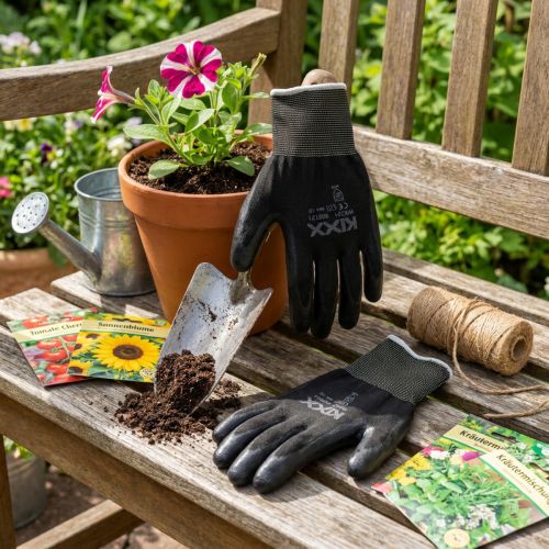 Luvas de jardinagem de nylon Kixx tamanho 10 pretas | Floristik24.pt